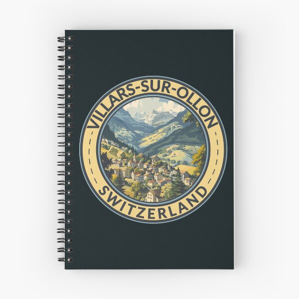 Item preview, Villars-sur-Ollon Switzerland Illustration Travel Art Badge designed and sold by KrisSidDesigns.