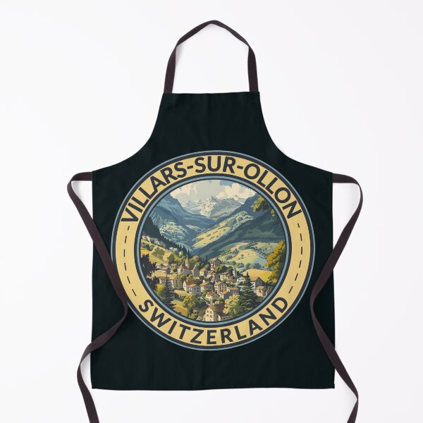 Item preview, Villars-sur-Ollon Switzerland Illustration Travel Art Badge designed and sold by KrisSidDesigns.
