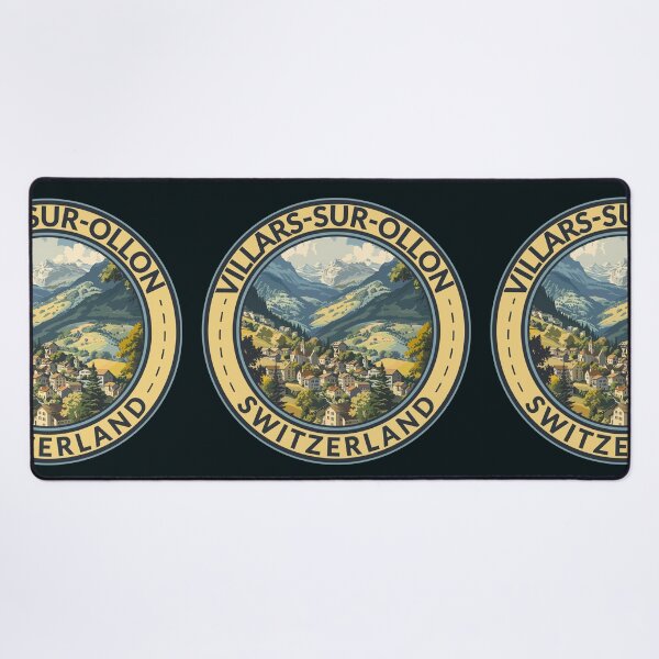 Item preview, Villars-sur-Ollon Switzerland Illustration Travel Art Badge designed and sold by KrisSidDesigns.