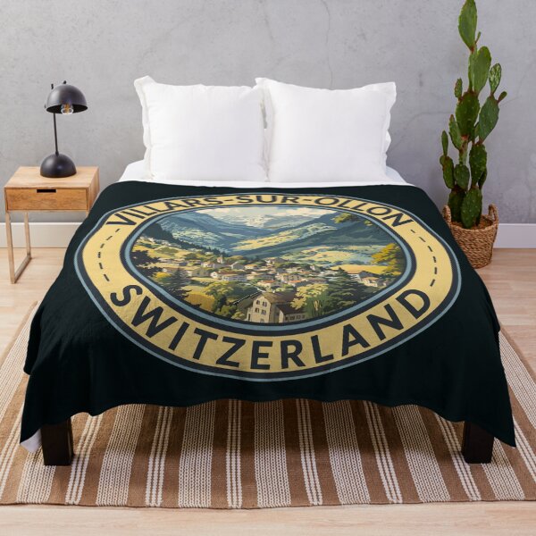 Item preview, Villars-sur-Ollon Switzerland Illustration Travel Art Badge designed and sold by KrisSidDesigns.