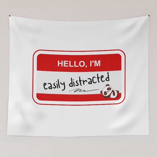 Item preview, ADHD - HELLO IM, easily distracted - Option A Red designed and sold by TheBerriesADHD.