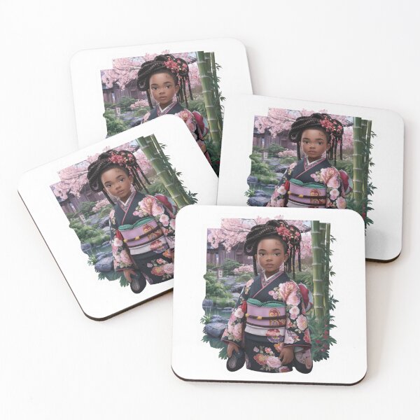 Item preview, Black girl in pink kimono sticker designed and sold by FlawlessDraft.