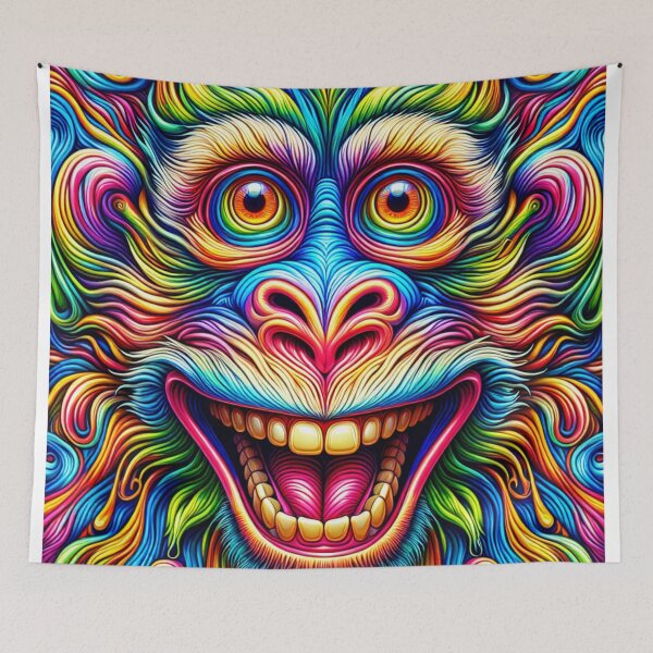 Item preview, Playful Monkey Psychedelic Art | Trippy Monkey Wall Art | Colorful Monkey | Psychedelic Animal Decor | Hippie Art | Monkey Lover Gift designed and sold by LuxWallDigital.