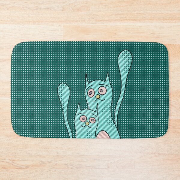 Item preview, A portrait of two close feline friends. Cats in shades of turquoise. designed and sold by My-fake-places.