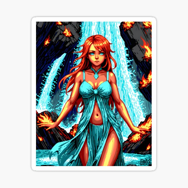 Fire and water, custom palette and resolution Sticker