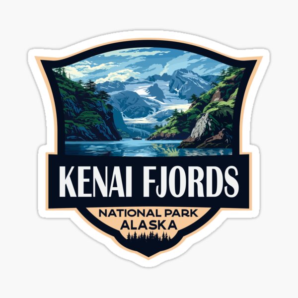 Item preview, Kenai Fjords National Park Illustration Retro Badge designed and sold by KrisSidDesigns.