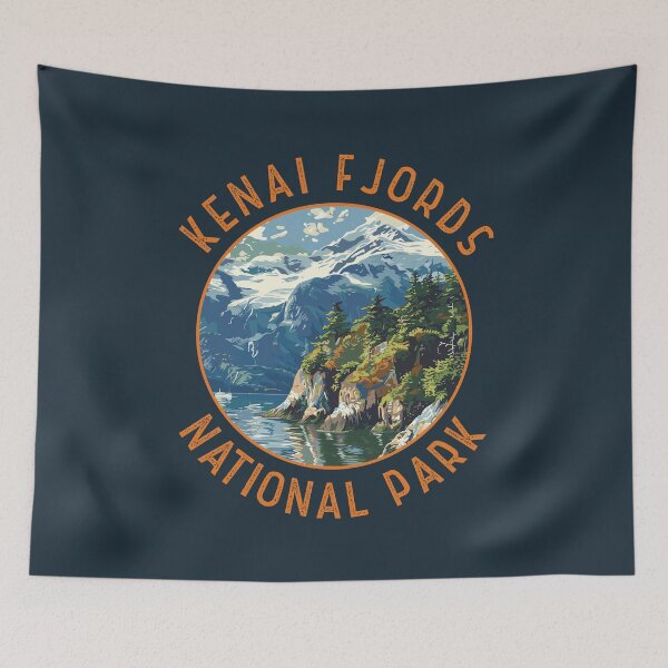 Artikelvorschau, Kenai Fjords Nationalpark Retro Distressed Kreis entworfen und verkauft von KrisSidDesigns.