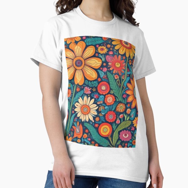 Vista previa del artículo con la obra «Patrón de flores de arte ingenuo», diseñado y vendido por GasconyPassion.