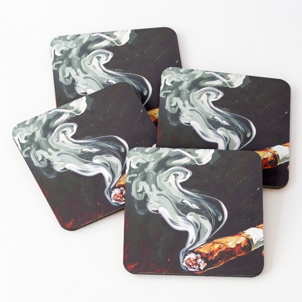 Item preview, Lit Cigar with Swirling White Smoke - Warm Tones Highlight Glowing Ember and Gold Band Against Dark Background designed and sold by OlfactoART Studio.