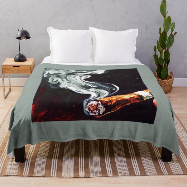 Item preview, Lit Cigar with Swirling White Smoke - Warm Tones Highlight Glowing Ember and Gold Band Against Dark Background designed and sold by OlfactoART Studio.