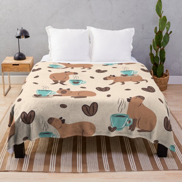 Item preview, Funny Capybara with Coffee Seamless Pattern designed and sold by paldronma.