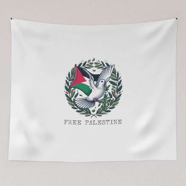 Item preview, Free Palestine. (Freedom pigeon holding olive leaf) designed and sold by FromRiverToSea.