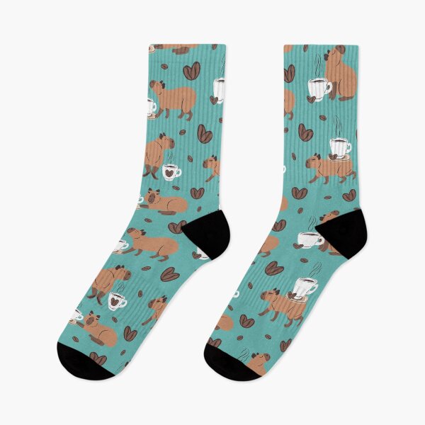 Item preview, Funny Capybara with Coffee Seamless Pattern designed and sold by paldronma.