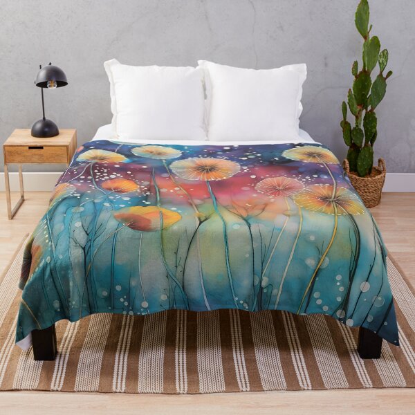 Item preview, Beautiful colorful dandelions in the meadow at night. Floral pattern.Watercolor designed and sold by MagelliShop.