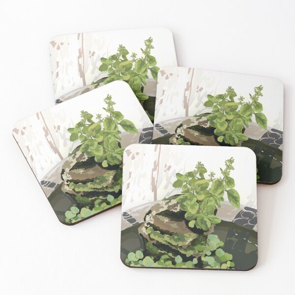 Item preview, Leafy plants in a decorated bowl designed and sold by AlnyOcean.