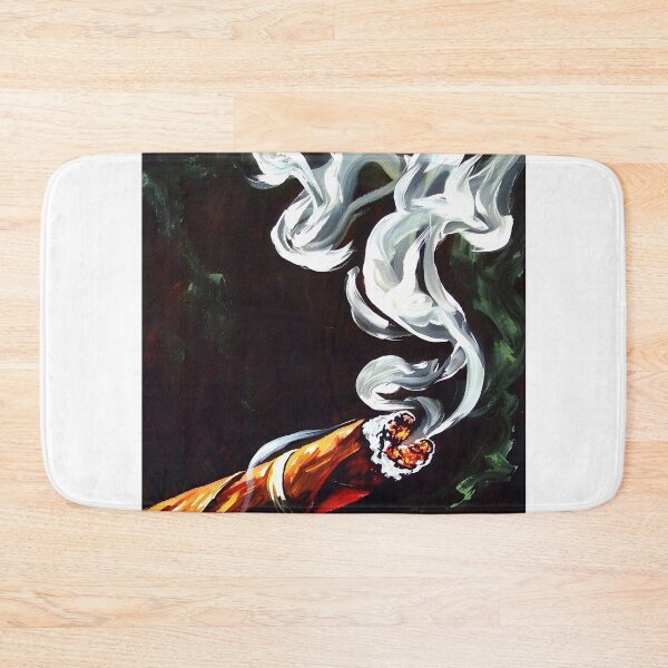 Item preview, Glowing Lit Cigar with White Smoke - Warm Accents on Ember and Gold Band Against Shadowy Background designed and sold by OlfactoART Studio.