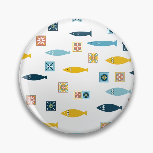 Item preview, Fun pattern of sardines and colorful tiles designed and sold by ElizabethCoelho.