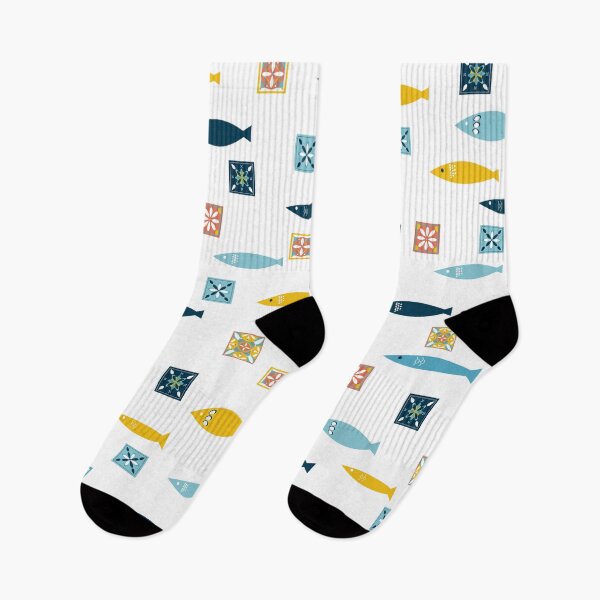 Item preview, Fun pattern of sardines and colorful tiles designed and sold by ElizabethCoelho.