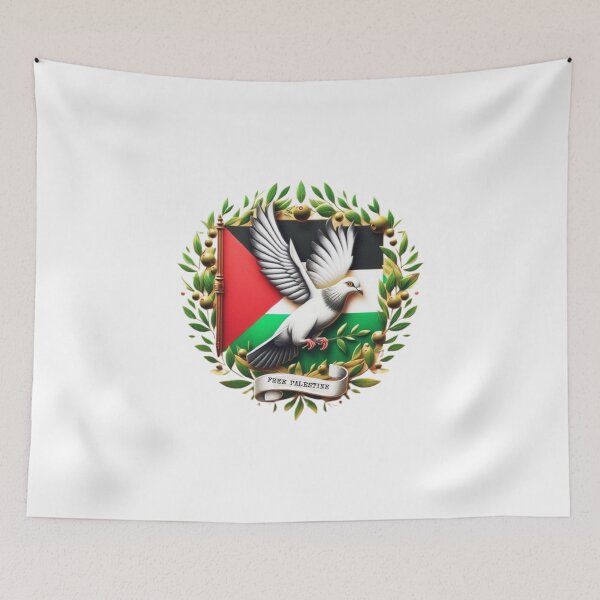 Item preview, Free Palestine. Freedom pigeon holding olive leaf. Palestine flag designed and sold by FromRiverToSea.