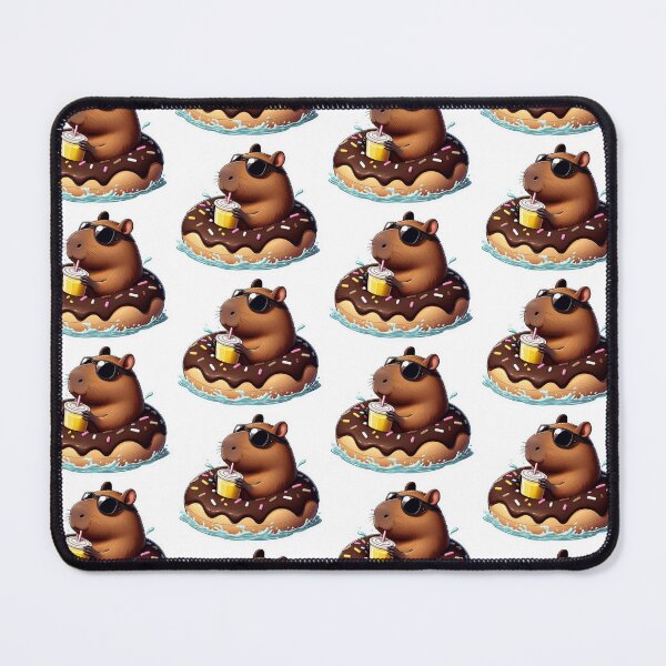 Item preview, Capybara in Sunglasses on Chocolate Donut Floatie  designed and sold by Mermaid's Whimsy.