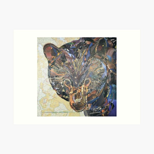 Black Bear Collage by C.E. White Art Print