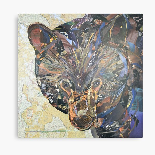 Black Bear Collage by C.E. White Metal Print