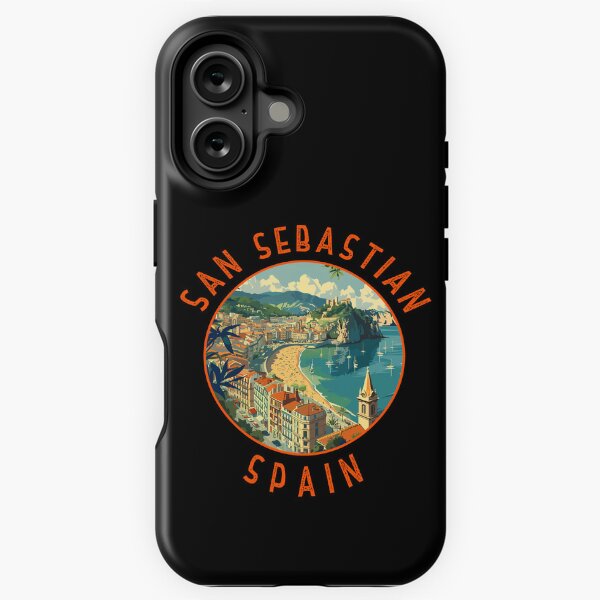 Vista previa del artículo con la obra «Círculo apenado retro de San Sebastián España», diseñado y vendido por KrisSidDesigns.