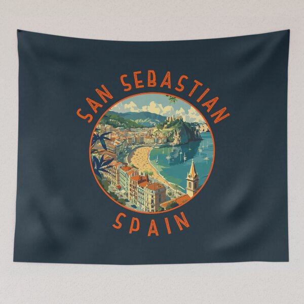 Item preview, San Sebastian Spain Retro Distressed Circle designed and sold by KrisSidDesigns.