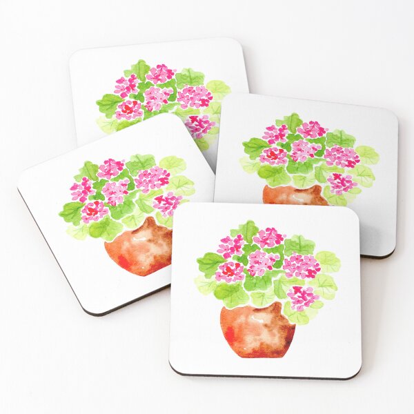 Item preview, Pink Geranium Plant in Watercolor designed and sold by andrebalest.art.
