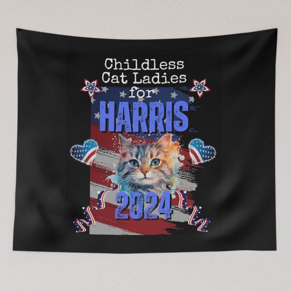 Item preview, Childless Cat Ladies For Harris 2024 Vote Blue Save Democracy Political Design designed and sold by EarthArtDesigns.