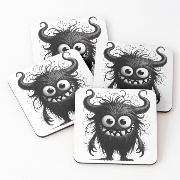Item preview, A whimsical and endearing black monster with horns. designed and sold by VisualHut.