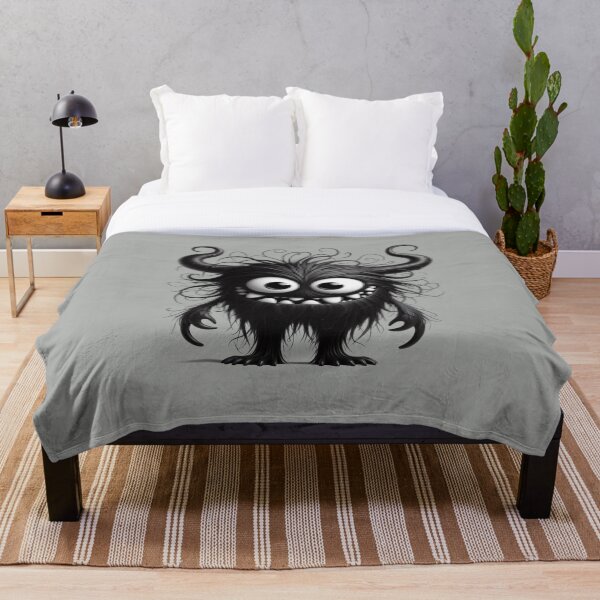 Item preview, A whimsical and endearing black monster with horns. designed and sold by VisualHut.