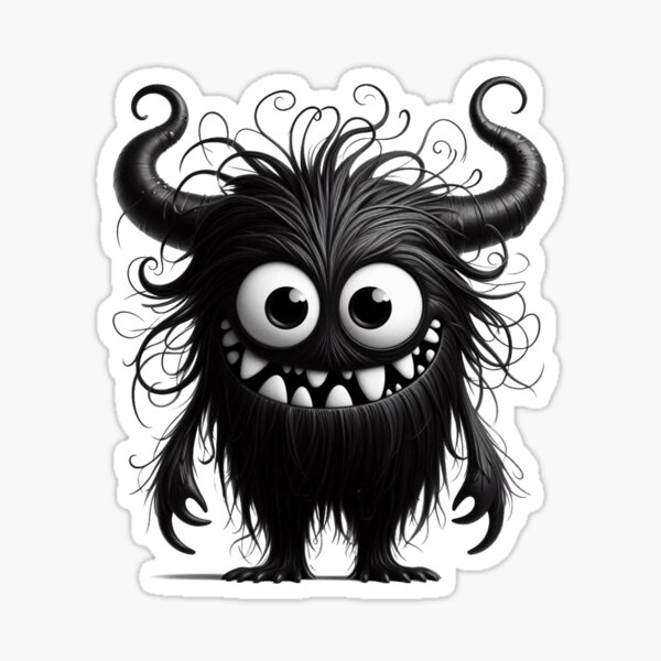 Item preview, Ein wunderliches und liebenswertes schwarzes Monster mit Hörnern. designed and sold by VisualHut.