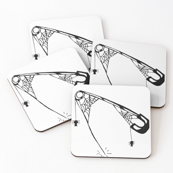 Item preview, Grayscale Safety Pin With Spiderwebs  designed and sold by KayTurtless.