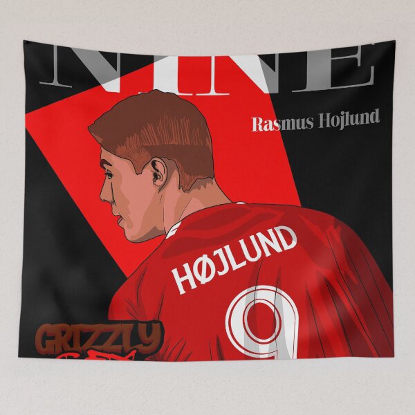 Artikelvorschau, Rasmus Hojlund, Man United Nr. 9 entworfen und verkauft von GrizzlyCollective.