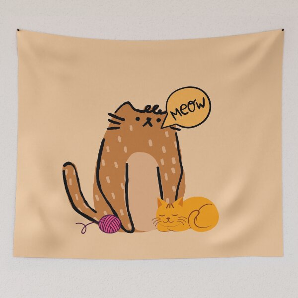 Item preview, Cartoon mama Cat likes to play with string and sleeping kitty she says meow designed and sold by sweetees4u.