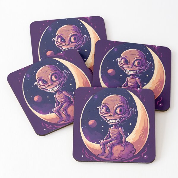 Item preview, Wicked Grin alien on a crescent moon designed and sold by ZartyDesigns.