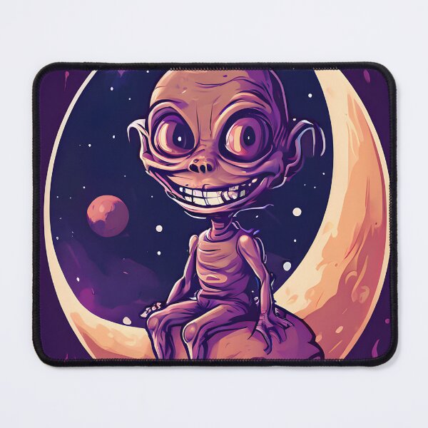 Item preview, Wicked Grin alien on a crescent moon designed and sold by ZartyDesigns.