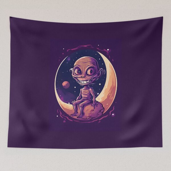 Item preview, Wicked Grin alien on a crescent moon designed and sold by ZartyDesigns.