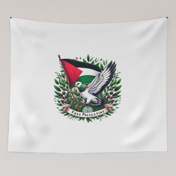 Item preview, Free Palestine. Palestine flag and Pigeon hold olive's branch designed and sold by FromRiverToSea.