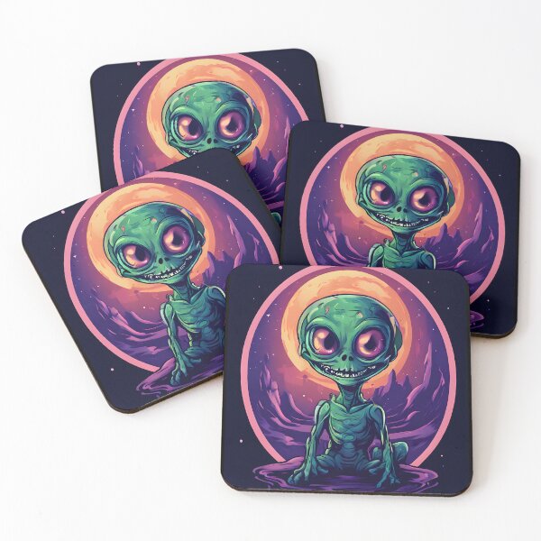 Item preview, Wicked Grin Green Alien on the moon designed and sold by ZartyDesigns.