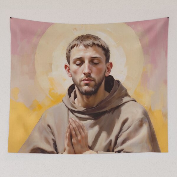 Item preview, Saint Francis of Assissi, Semi Impasto Oil Painting designed and sold by VarnaChitra.