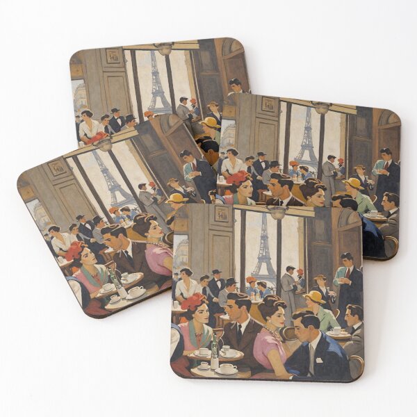 Item preview, Parisian Café Rendezvous: Vintage Charm with Eiffel View designed and sold by CARRAANN.