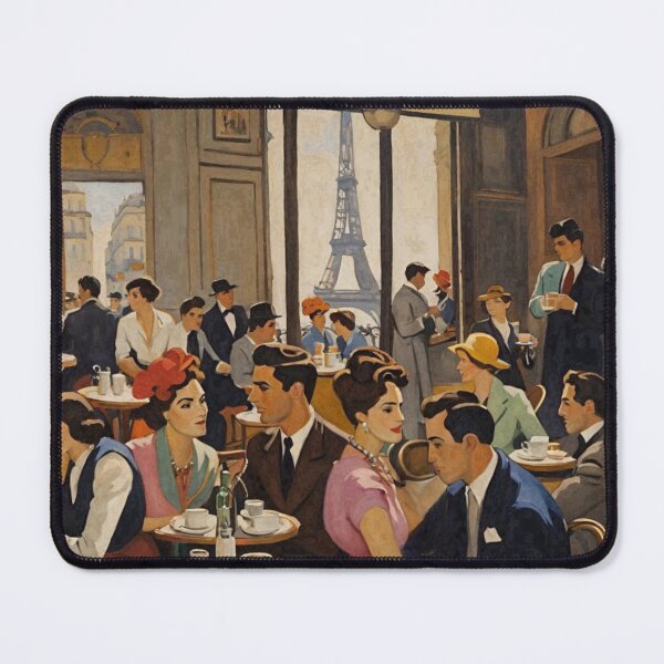 Item preview, Parisian Café Rendezvous: Vintage Charm with Eiffel View designed and sold by CARRAANN.