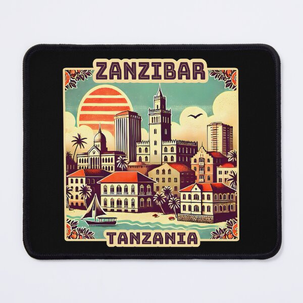 Item preview, Vintage retro Architectural landscape skyline of Zanzibar Tanzania. Beautiful travel design. designed and sold by Unitepeople.
