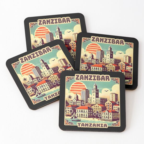 Item preview, Vintage retro Architectural landscape skyline of Zanzibar Tanzania. Beautiful travel design. designed and sold by Unitepeople.