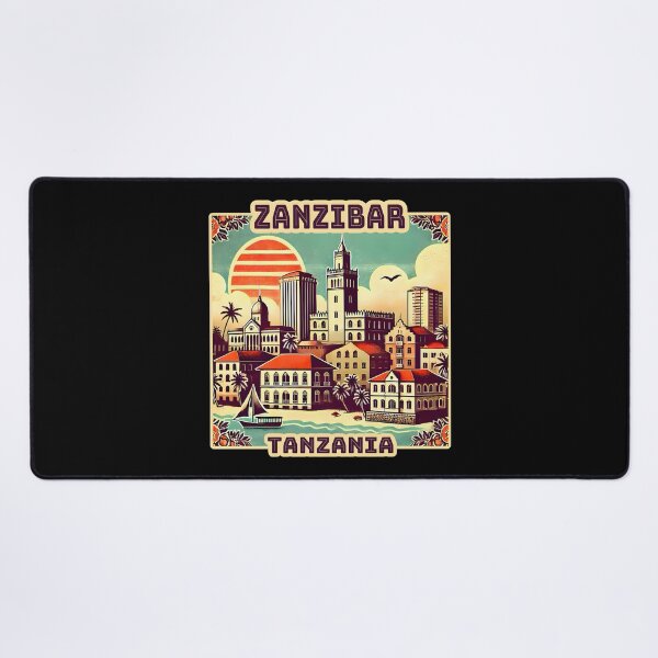 Item preview, Vintage retro Architectural landscape skyline of Zanzibar Tanzania. Beautiful travel design. designed and sold by Unitepeople.