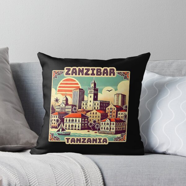 Item preview, Vintage retro Architectural landscape skyline of Zanzibar Tanzania. Beautiful travel design. designed and sold by Unitepeople.