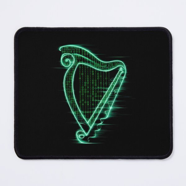 Item preview, Celtic Binary Harp Design Neon Green on Black designed and sold by CELTIC-DESIGNS.