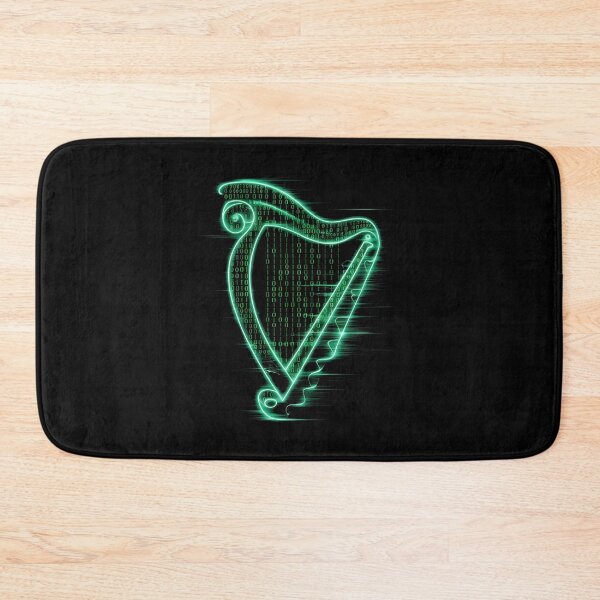 Item preview, Celtic Binary Harp Design Neon Green on Black designed and sold by CELTIC-DESIGNS.